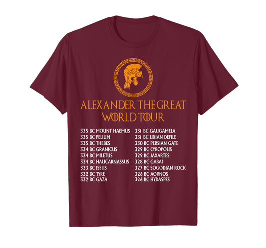 Ancient Greek History, Alexander The Great World Tour T-Shirt Small