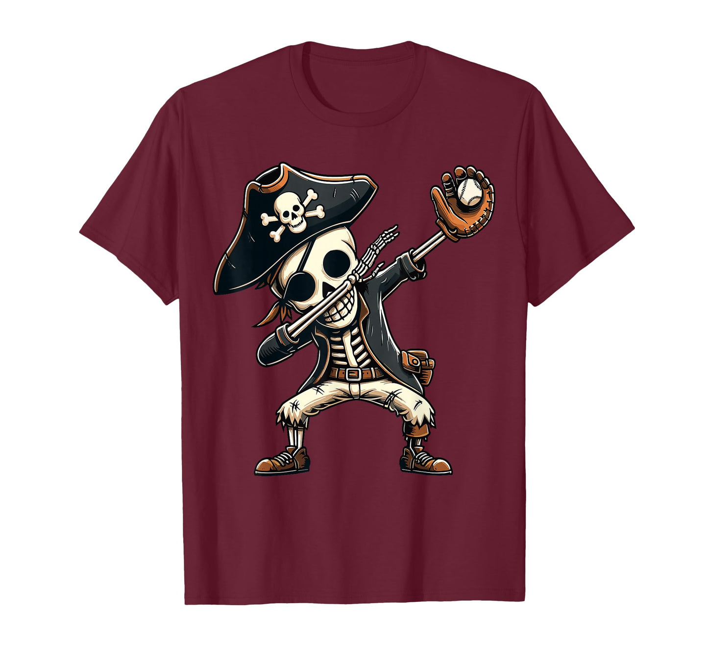 Dabbing Skeleton Pirate Baseball Kids T-Shirt