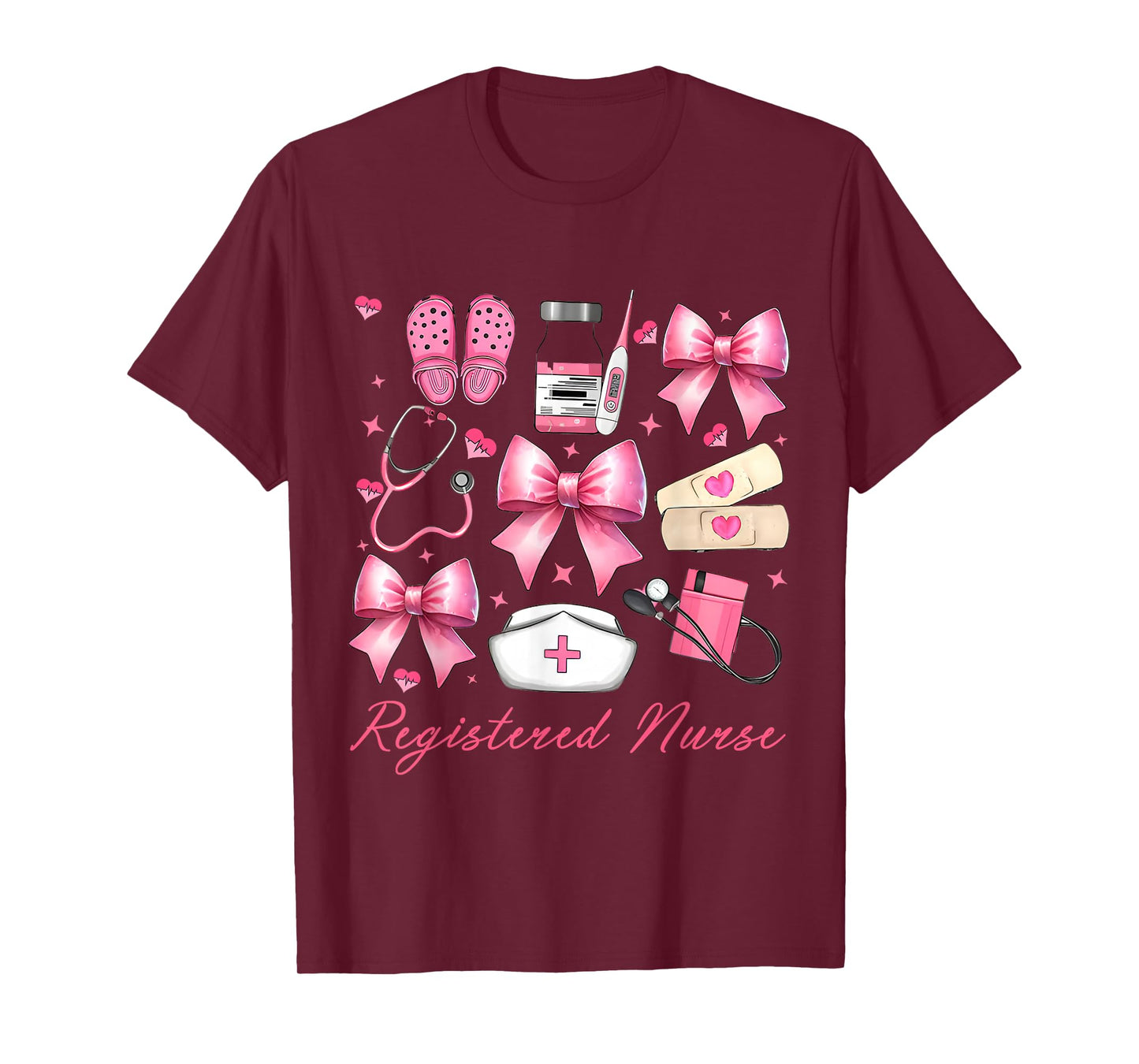 Cute Pink Coquette Bow Girly Registered Nurse T-Shirt