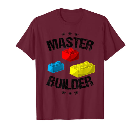 Cool Master Builder Funny Building Blocks Gift Men Women Short Sleeve T-Shirt