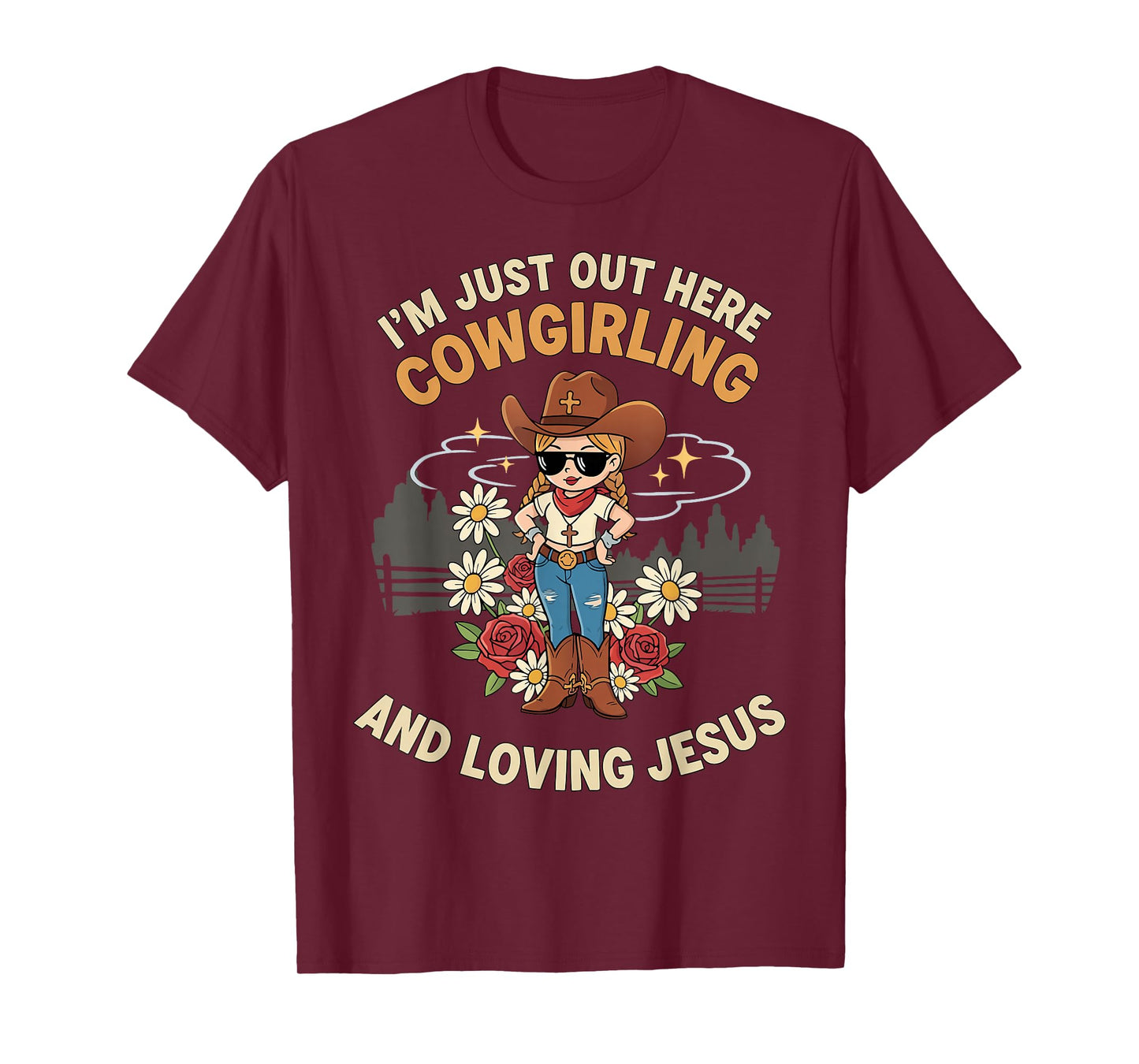 Cute Cowgirl Loves Jesus Christian T-Shirt
