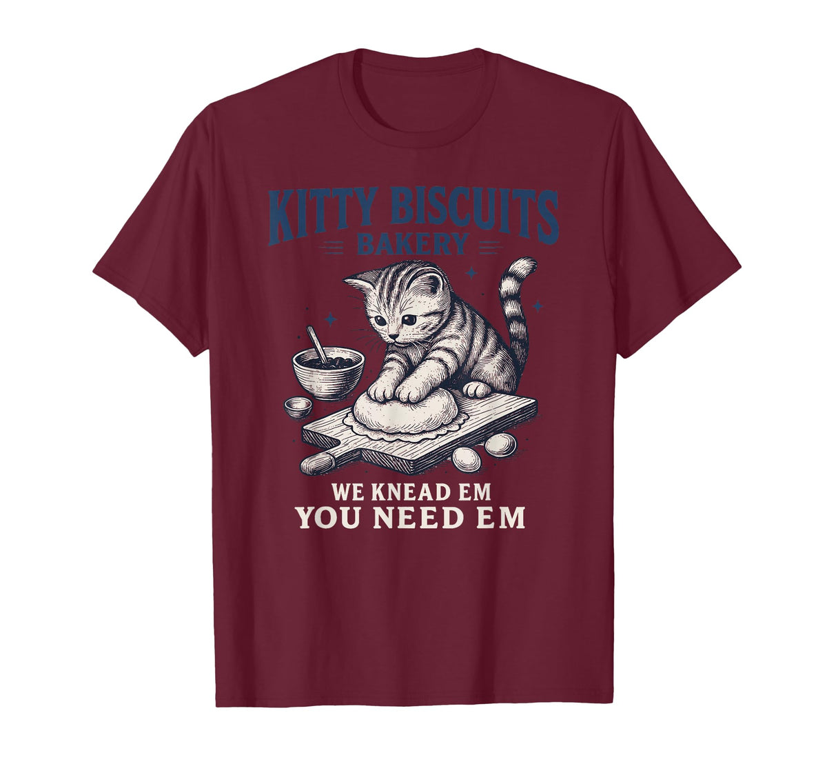 Funny Baking Art Kitty Biscuits Bakery Cat Lover T-Shirt