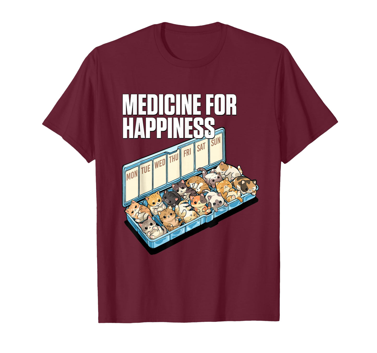 Medicine for Happiness Cute Cat Lovers Design T-Shirt