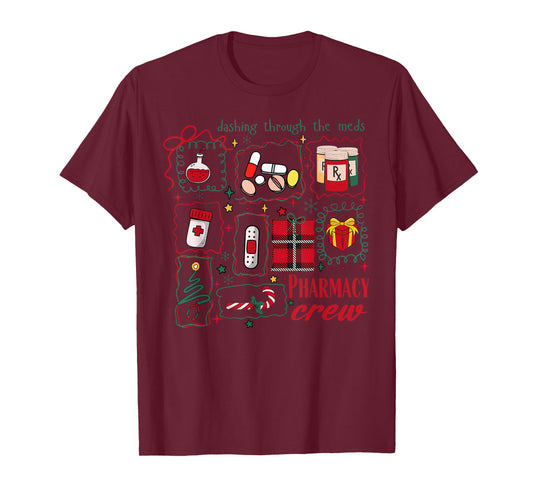 Coquette Cute Christmas Pharmacy Crew Nurse Medical CPhT T-Shirt