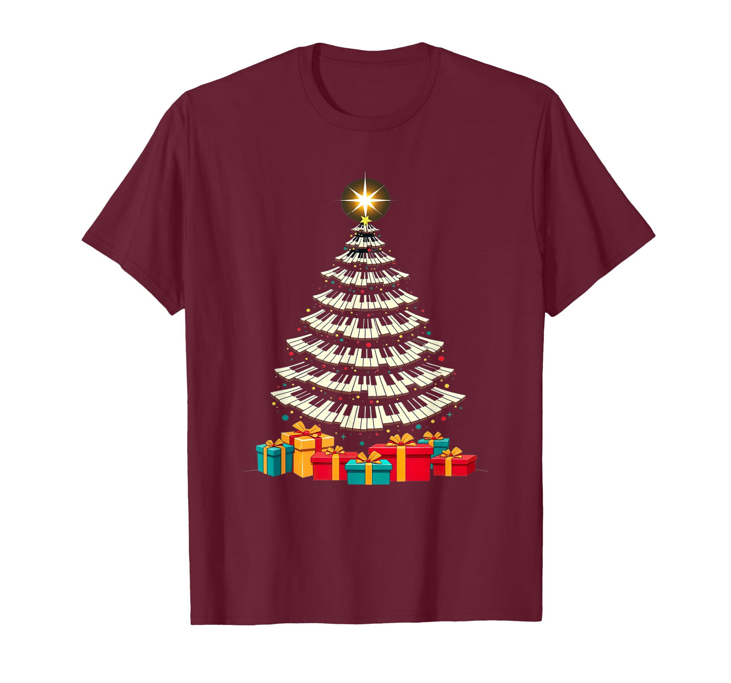 Christmas Tree Piano Keyboard Holiday Music Lover Design T-Shirt