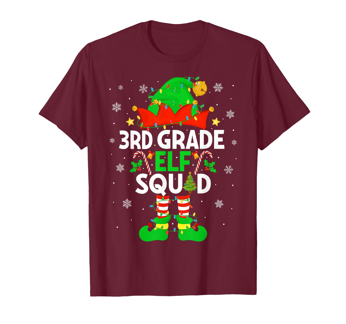 3rd Grade Elf Squad Christmas Third Grade Christmas Teacher T-Shirt