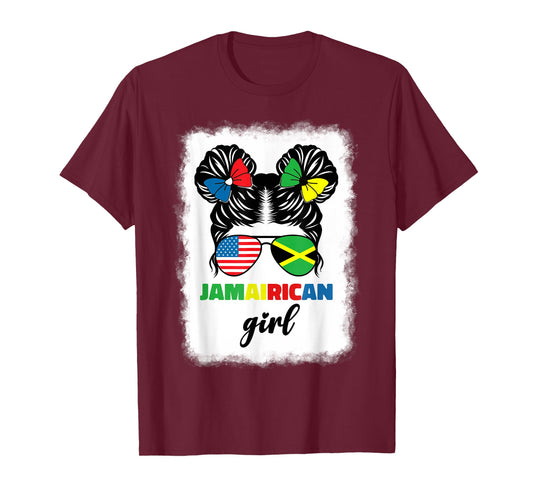 Half American Jamaican America Jamaica Flag Kids Jamairican T-Shirt