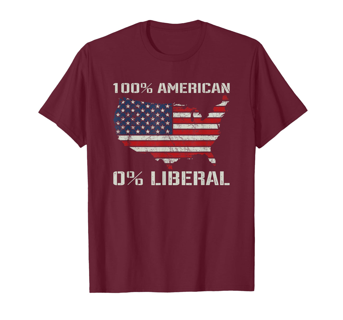 100% American 0% Liberal - Funny Republican Joke USA Flag T-Shirt