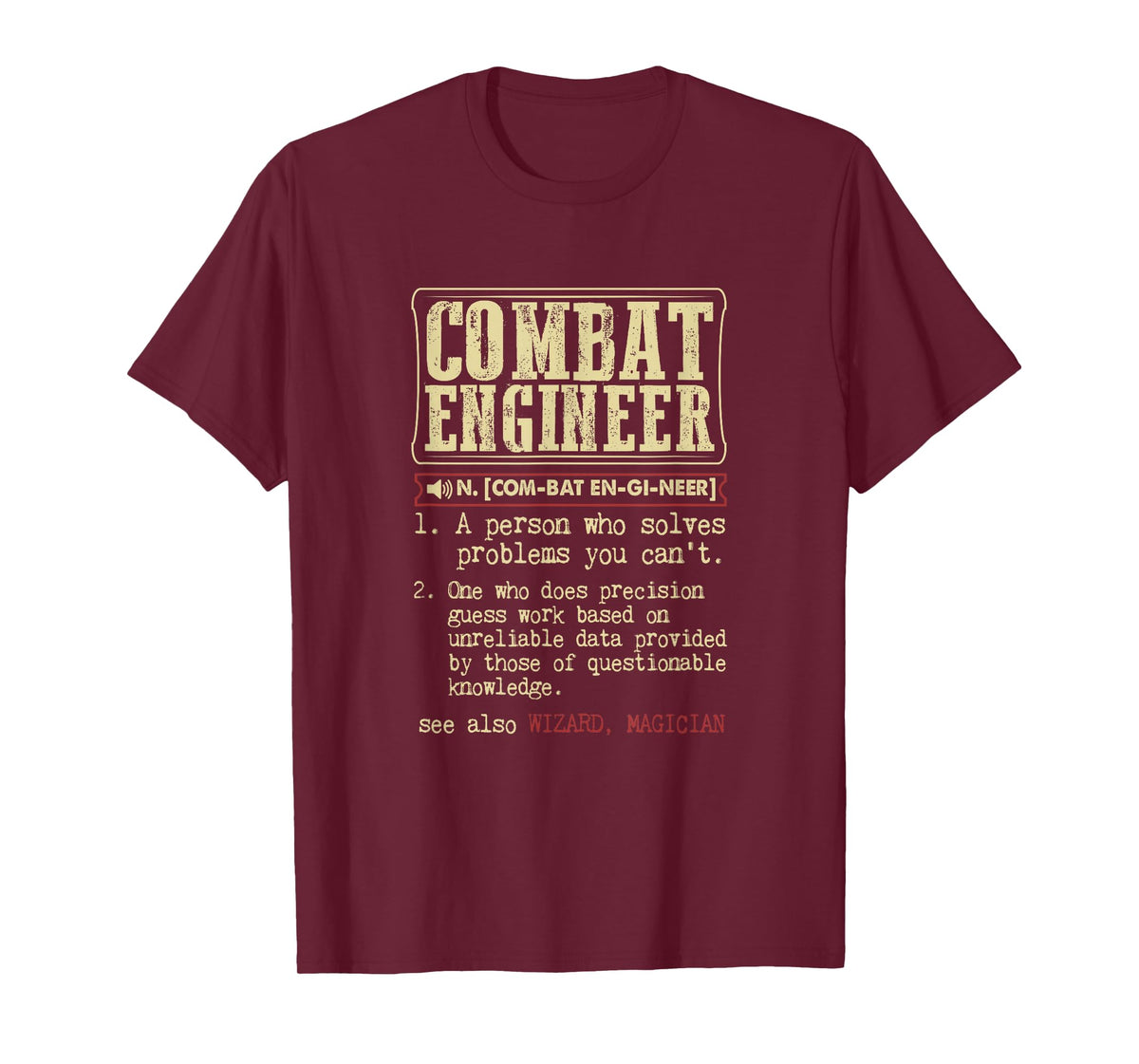 Mens Combat Engineer Dictionary Term T-Shirt Large Black