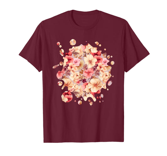 Cute Hollyhock Inspired Flower Plant Lover Gardener women T-Shirt
