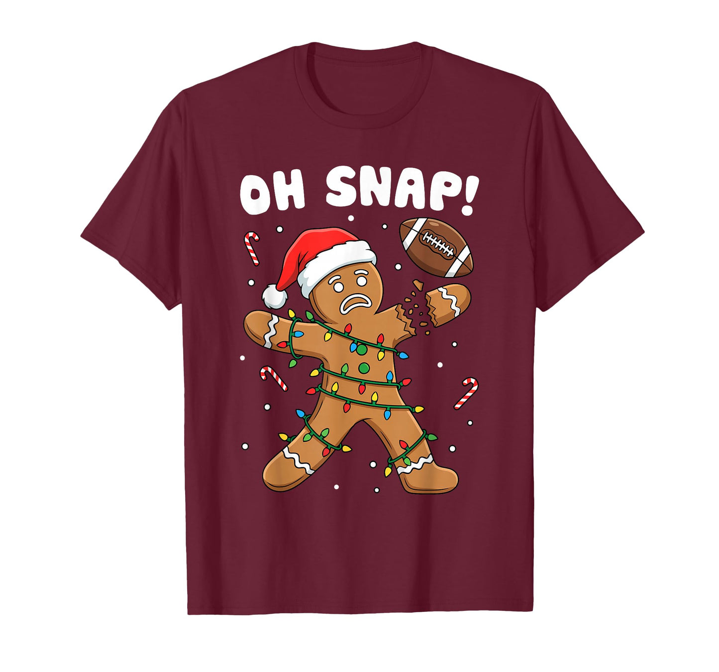 Christmas Gingerbread Oh Snap Cookie Xmas Holiday Football T-Shirt