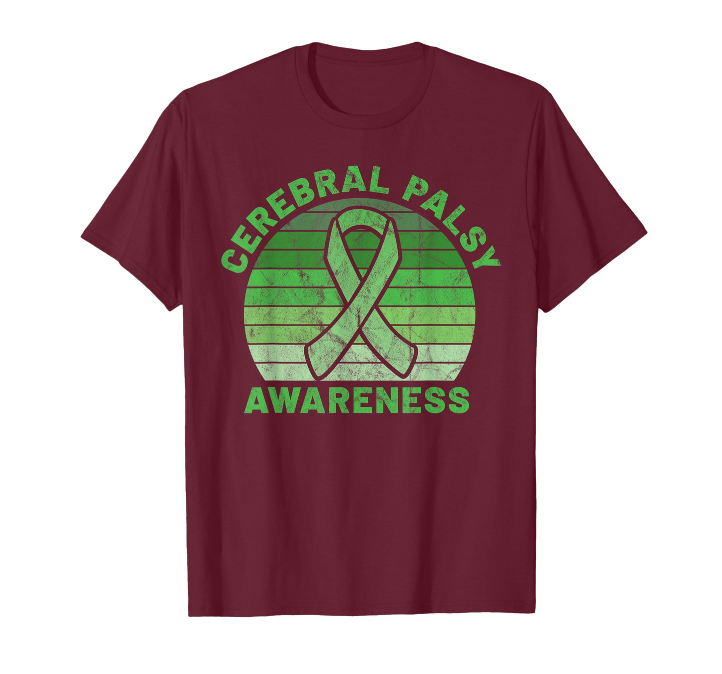 CP Green Ribbon Retro Sunset Cerebral Palsy Awareness T-Shirt