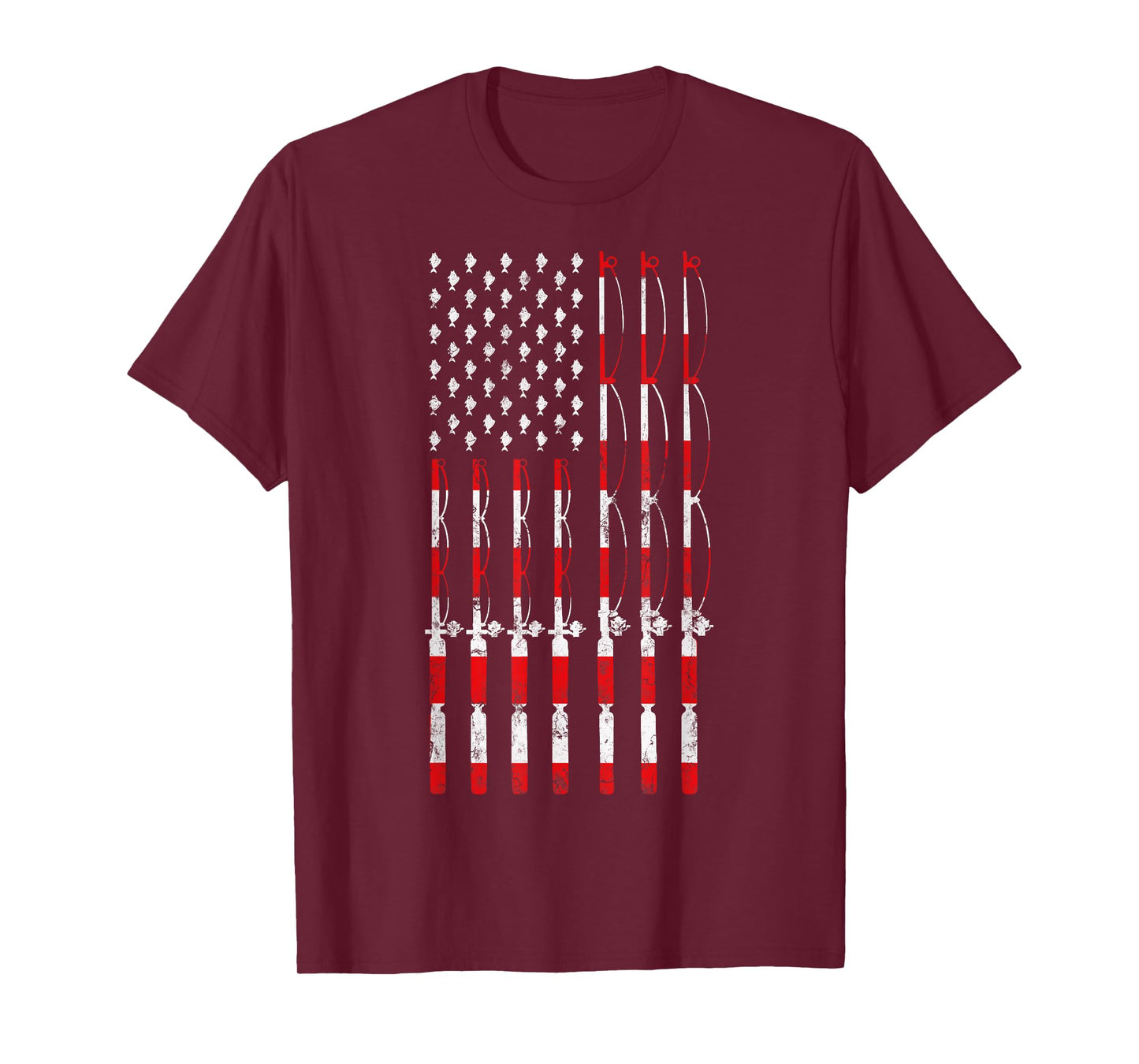 Fishing Pole American USA Flag Patriotic Fishing gift T-Shirt
