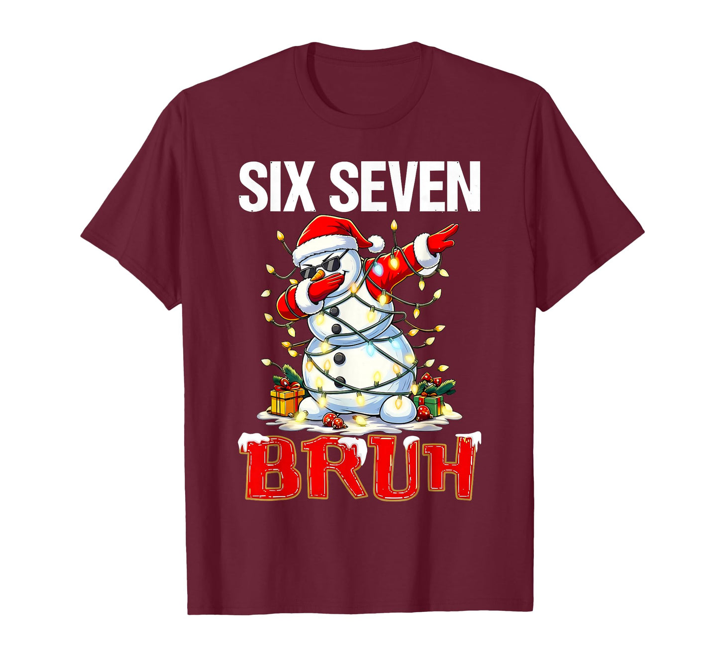 Funny Snowman Dab 67 Six Seven Bruh Meme Men Women T-Shirt