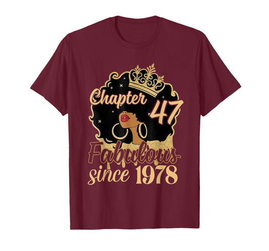 Chapter 47 Fabulous Since 1978 47th Birthday for Girls Women T-Shirt
