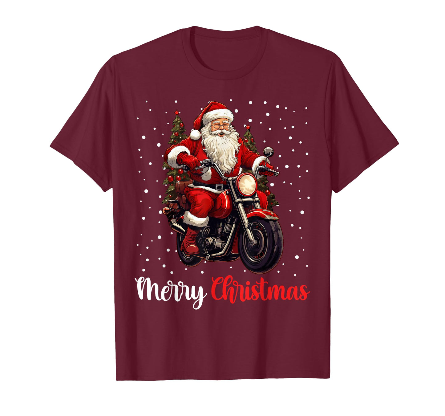 Merry Christmas Santa Riding Motorcycle Biker Xmas Party T-Shirt