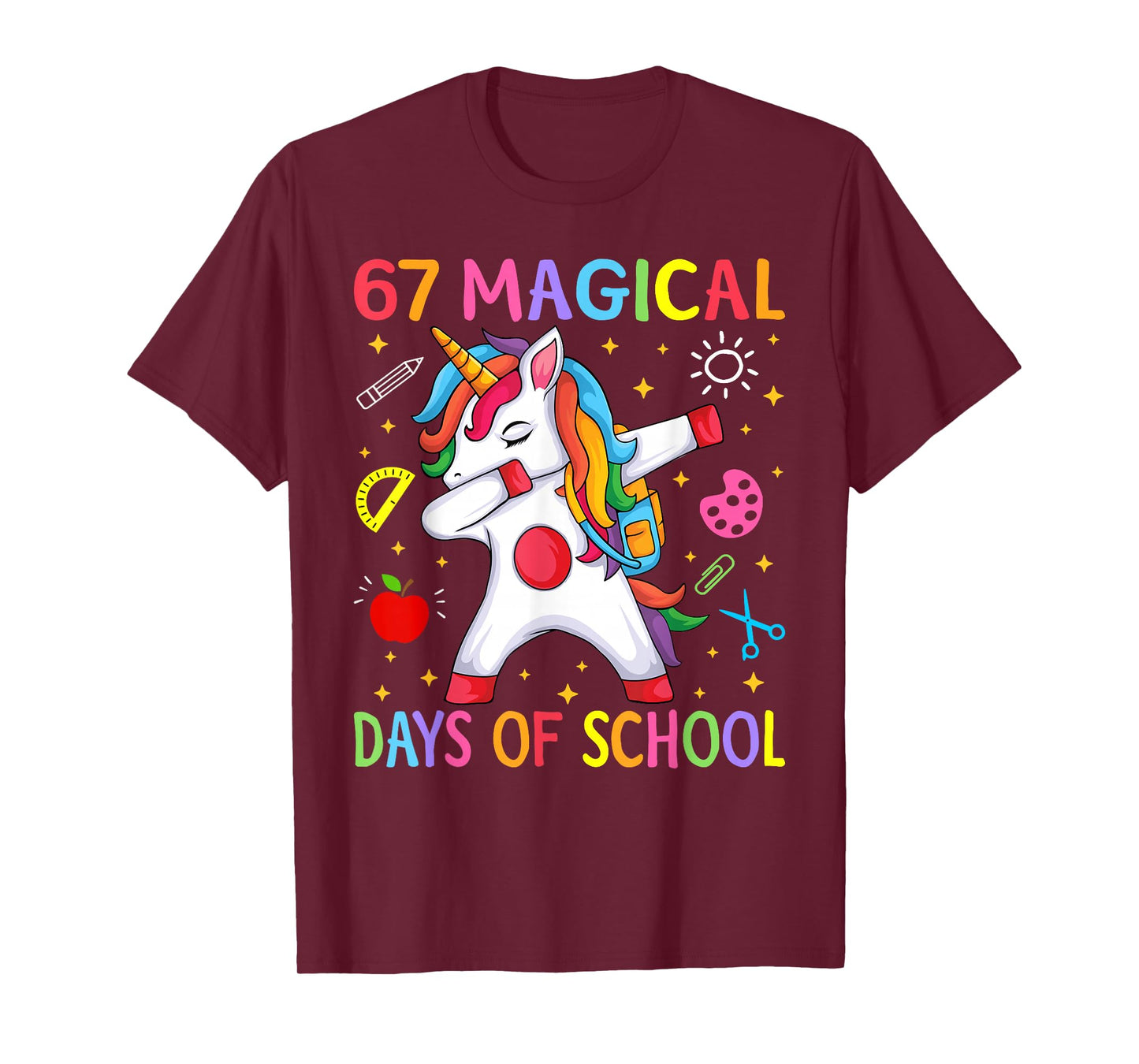 67 Magical Days of School Unicorn Six Seven Teacher Girls T-Shirt