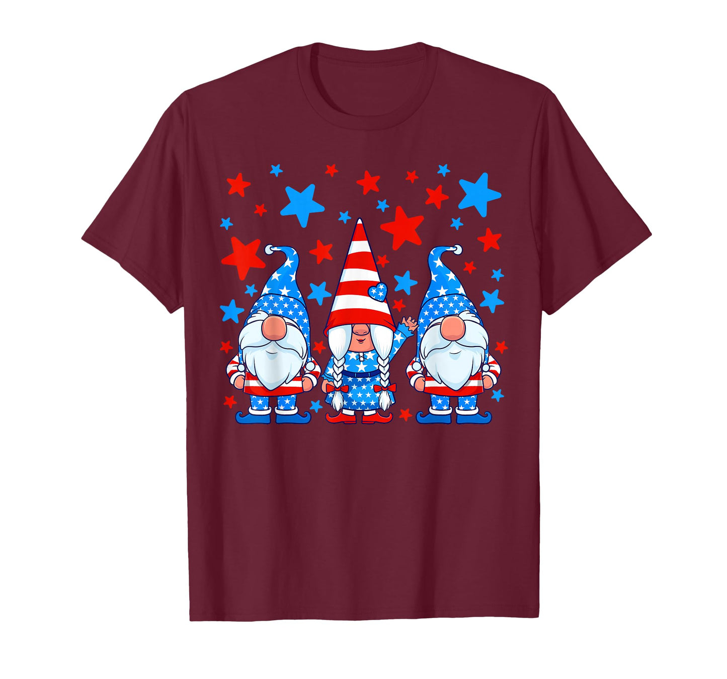 4th of July Gnomes Patriotic American Flag Cute Gnome Women T-Shirt