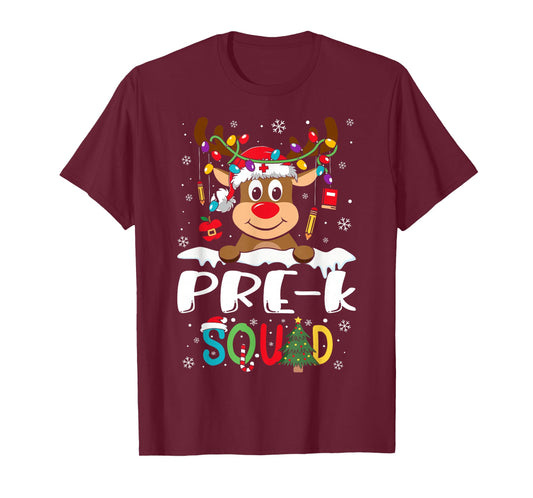 Pre-k Teacher Squad Funny Reindeer Teacher Christmas T-Shirt