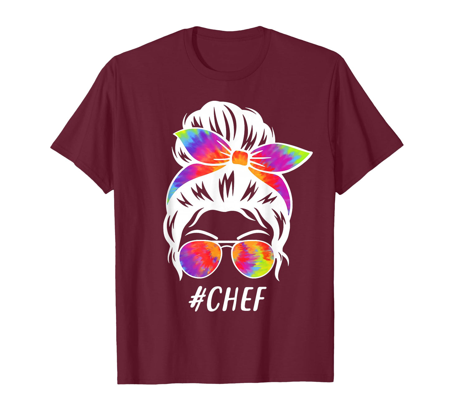 Chef Squad Tie Dye Messy Bun Girl Company Cooking Crew T-Shirt