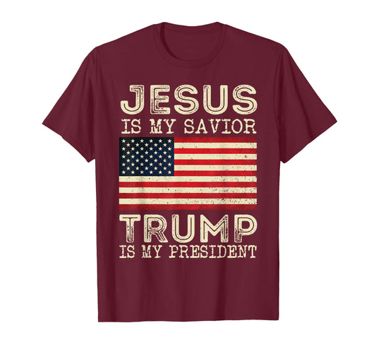 Jesus Is My Savior Trump 2024 President Vintage American T-Shirt
