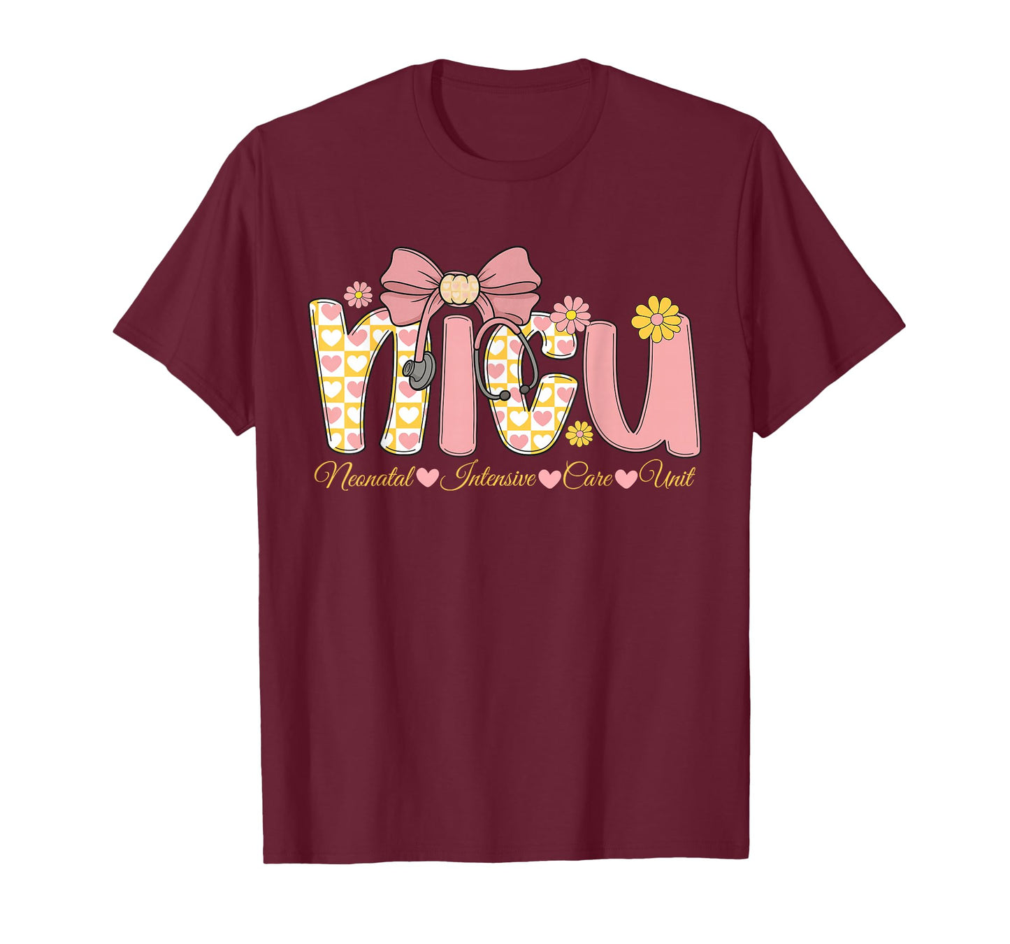 Coquette NICU Nurse Week Bow Heart Stethoscope Preppy T-Shirt