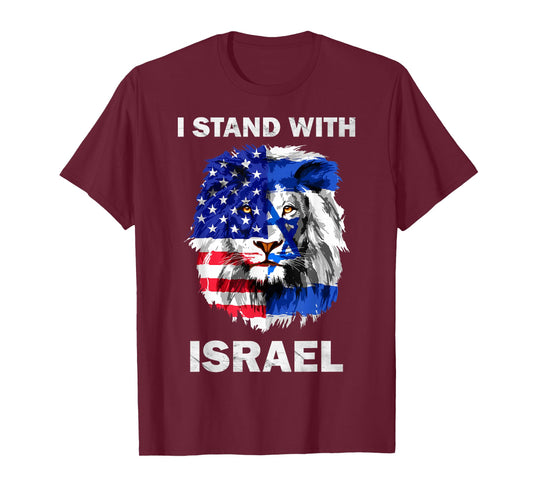 Israel and USA Flag Lion | I Stand with Israel T-Shirt