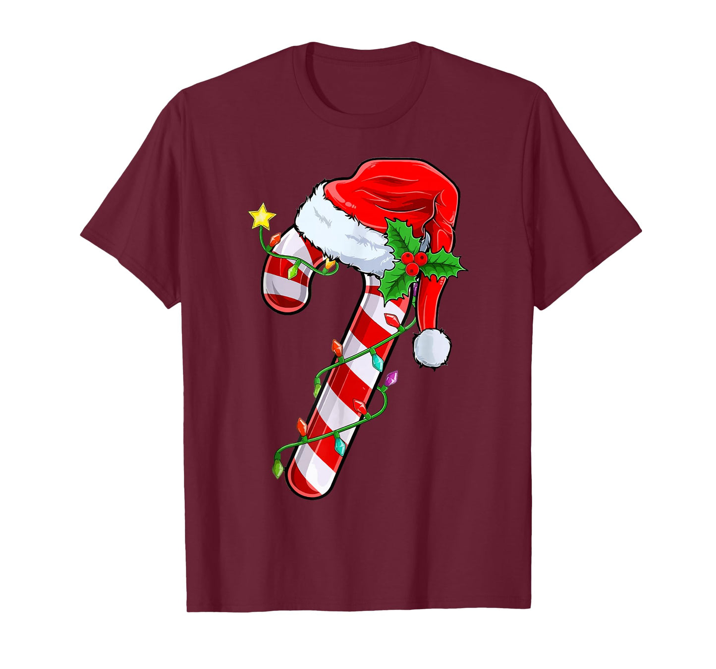 Christmas Candy Cane Santa Xmas Kids Toddler Youth Women Men T-Shirt