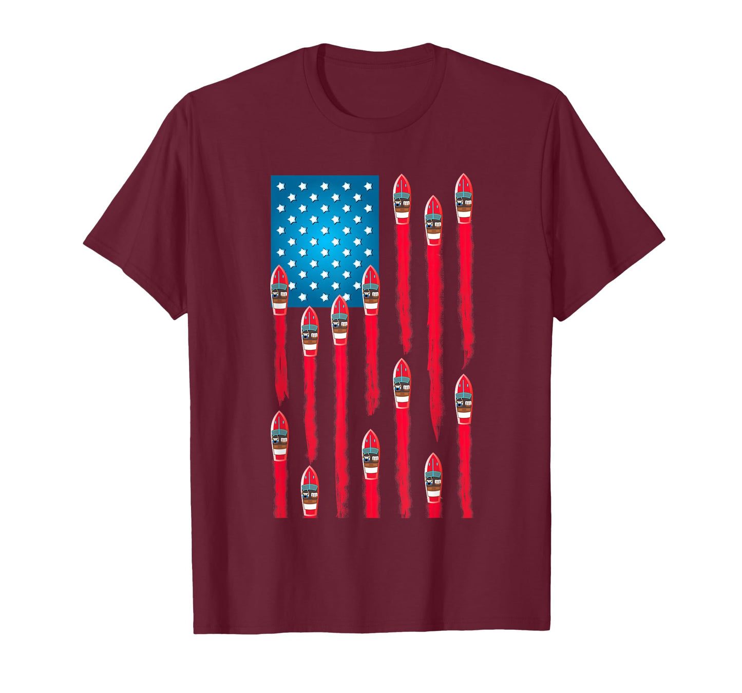 Speed Boat Flag Design, Patriotic American Flag T-Shirt