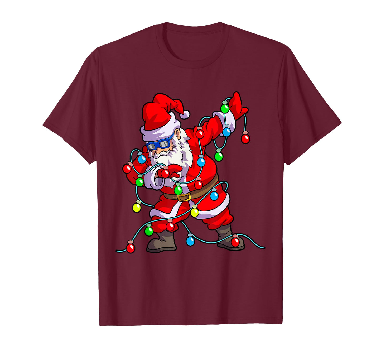 Christmas Dabbing Santa Men Kids Boys Xmas Gifts Tree Lights T-Shirt