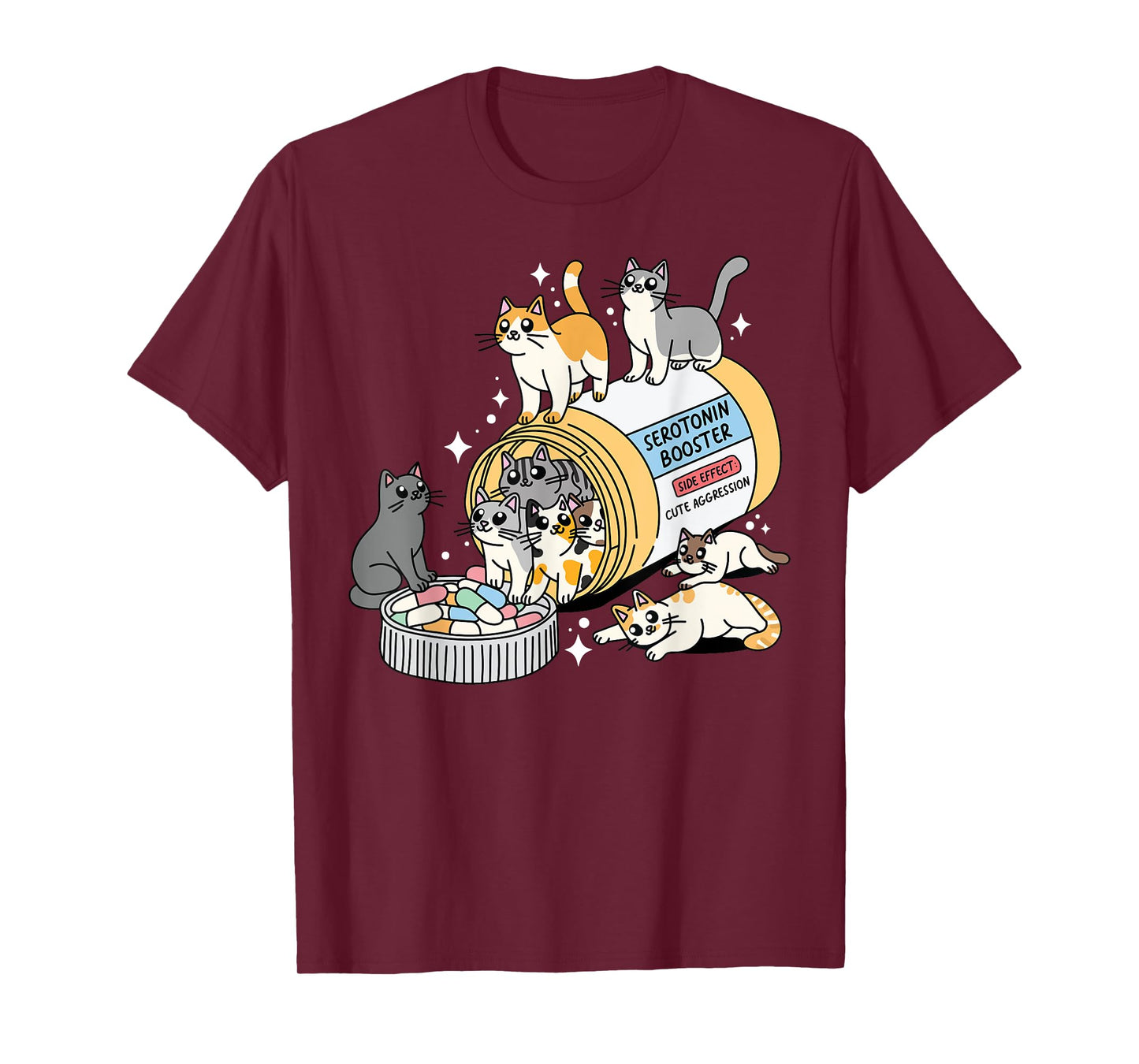 Serotonin Booster Funny Cats Mental Health Awareness Support T-Shirt
