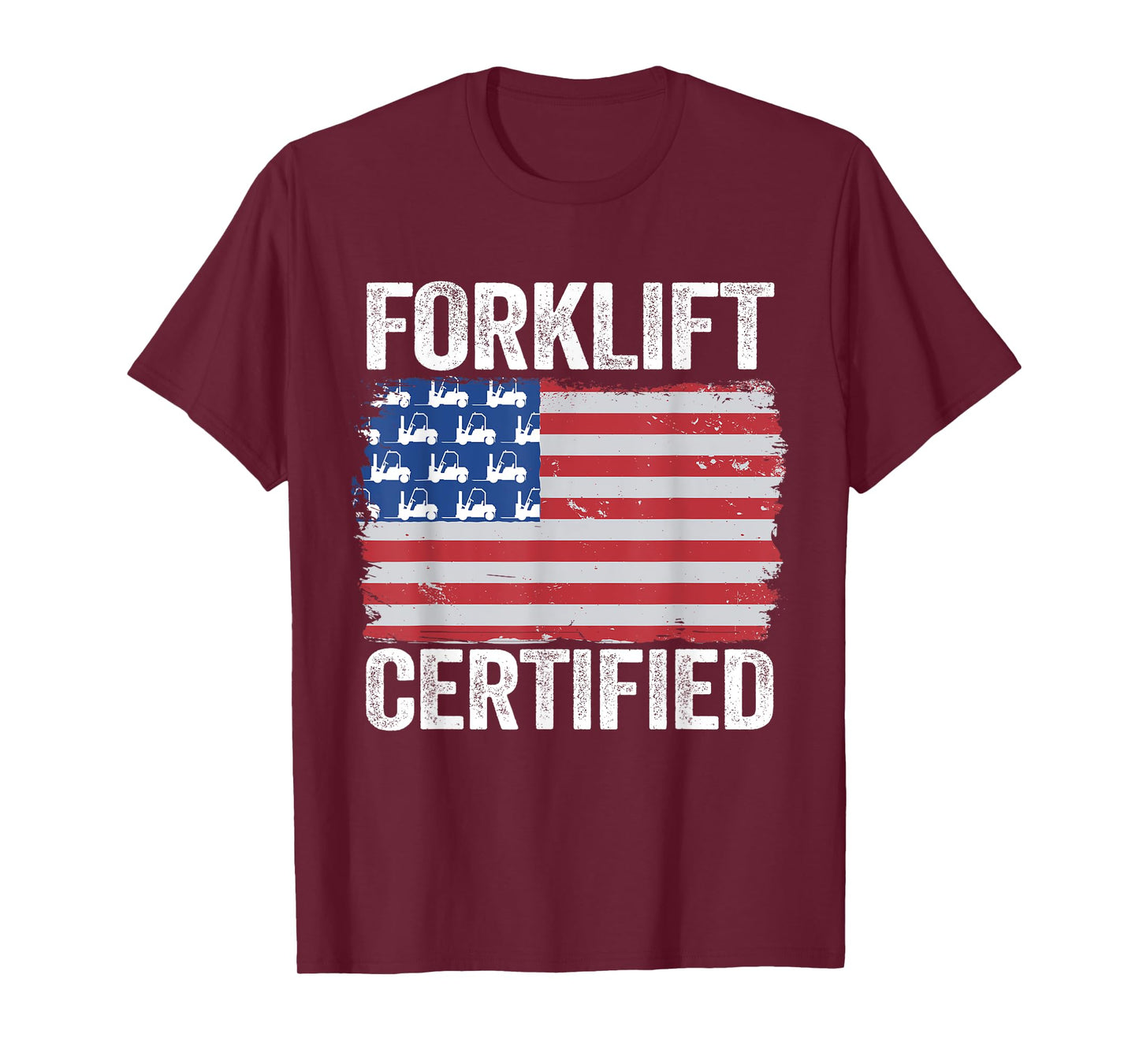 Forklift Certified Daddy American Flag Funny Forklift Driver T-Shirt
