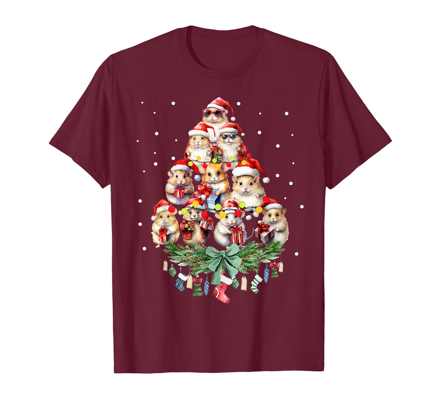 Hamsters Christmas Tree Santa Hamsters Christmas Lights T-Shirt