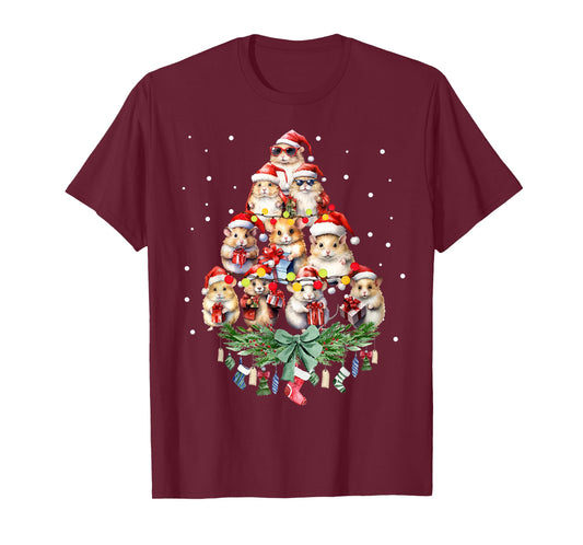 Hamsters Christmas Tree Santa Hamsters Christmas Lights T-Shirt
