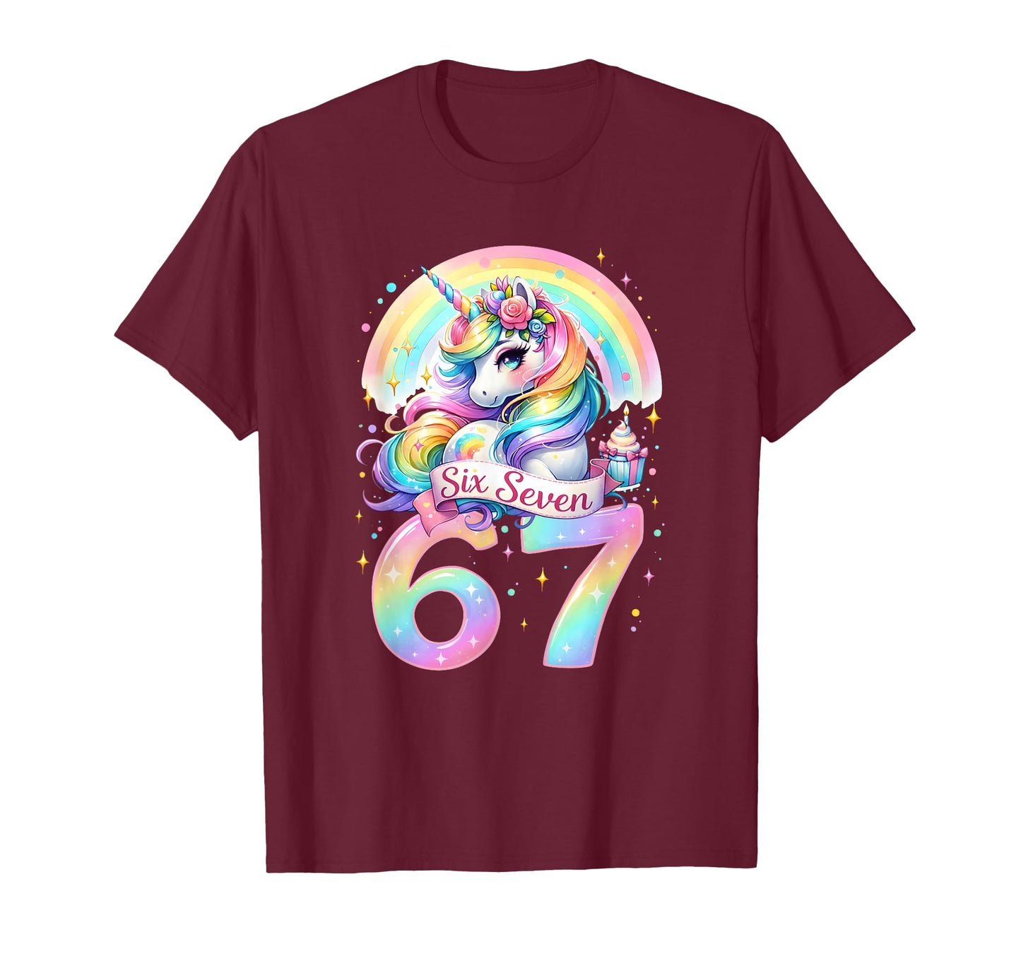 67 Unicorn for Girls Six Seven Meme Brainrot Funny Kids Girl T-Shirt