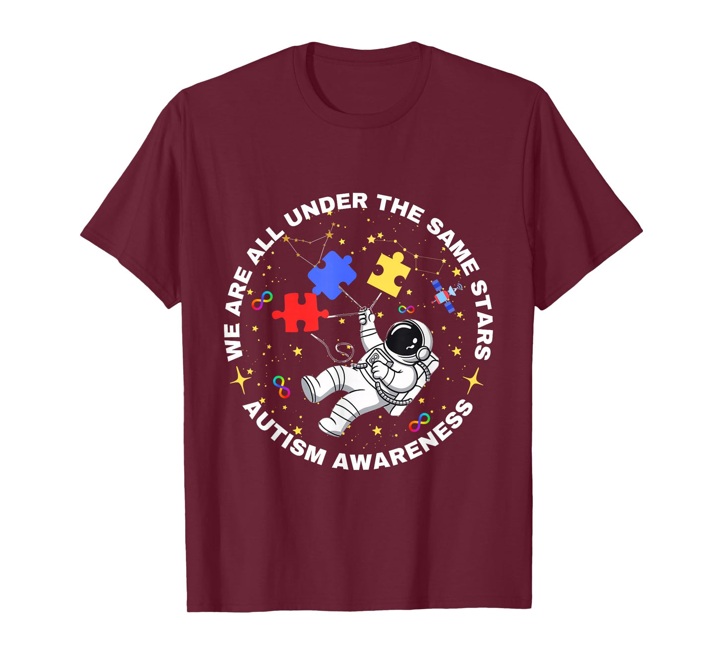Autism We are All Under The Same Stars Space Astronaut T-Shirt