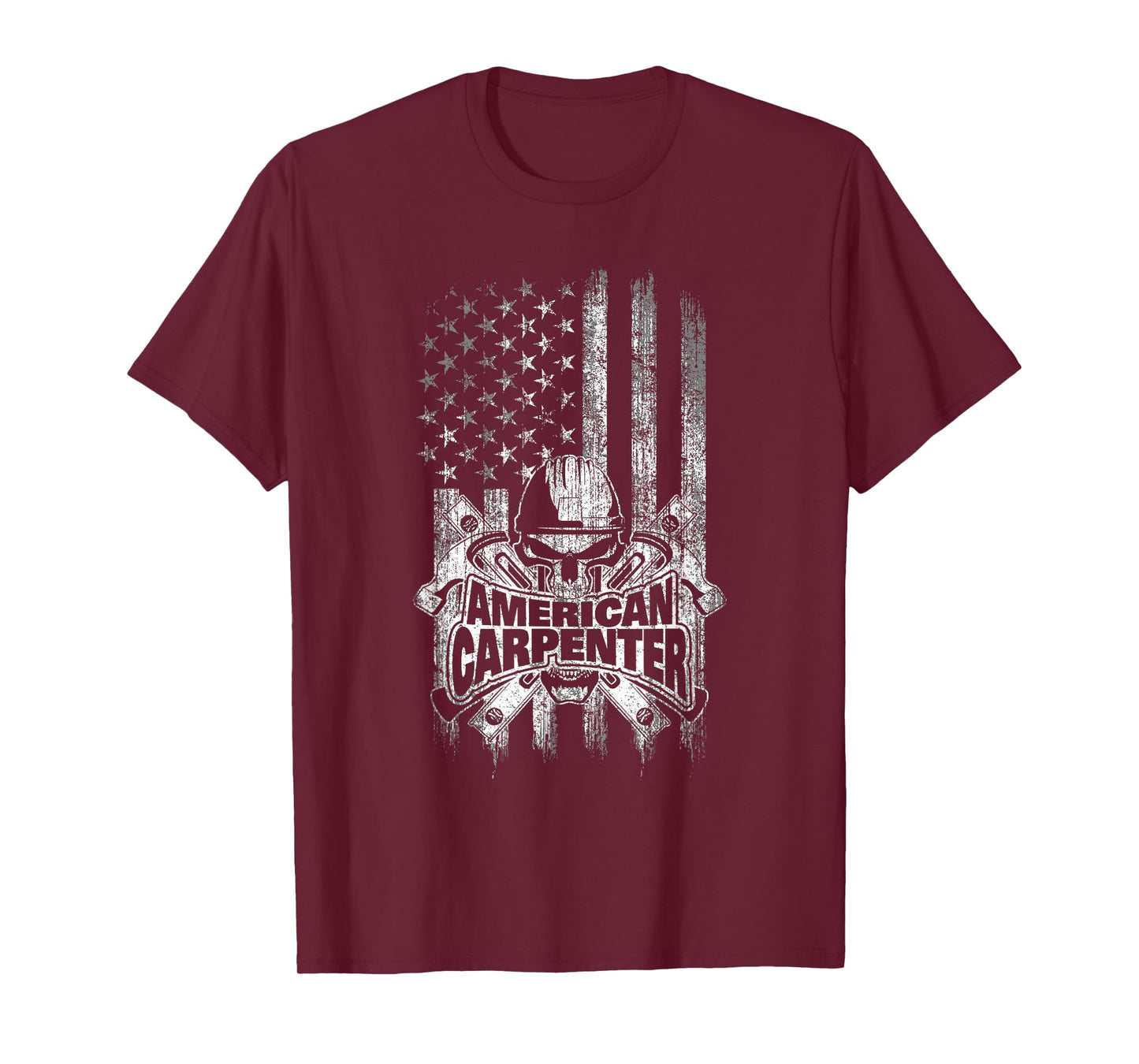 Carpenter American Flag Skull and Hammers T-Shirt