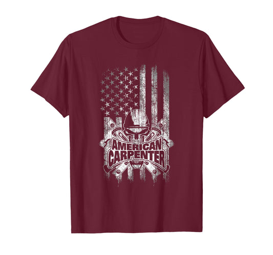 Carpenter American Flag Skull and Hammers T-Shirt