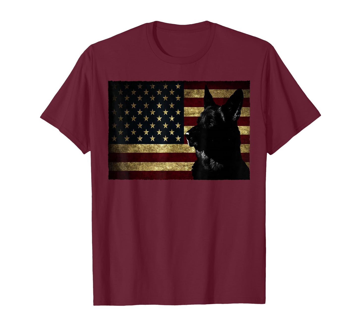 Black German Shepherd American Flag 4th July GSD Dog T-Shirt