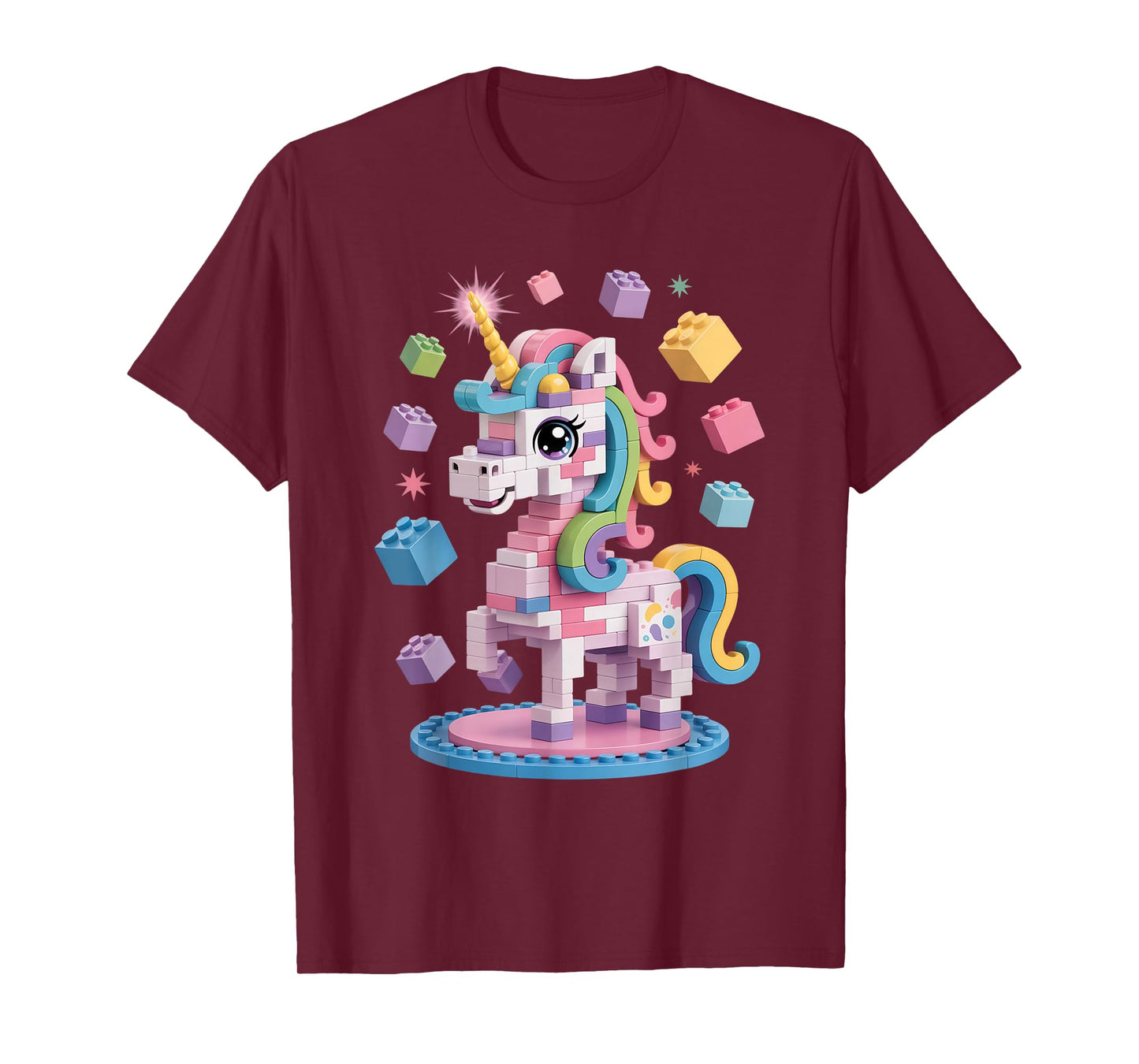 Funny Unicorn Master Builder Bricks Blocks Play Toys Girls T-Shirt