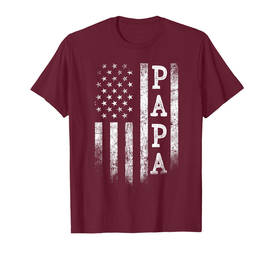 Papa American Flag Papa Gifts Patriotic Father's Day T-Shirt