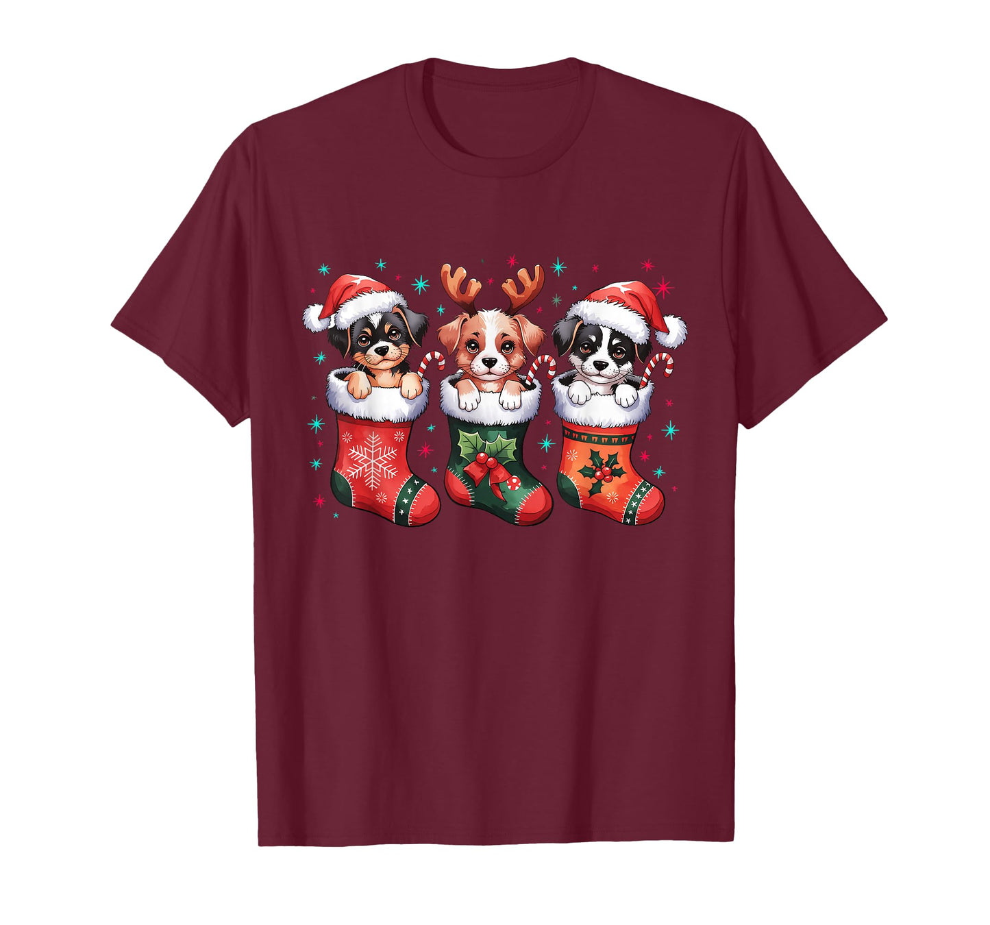 Cute Dog Christmas Santa Funny Christmas Xmas Dog Men Women T-Shirt