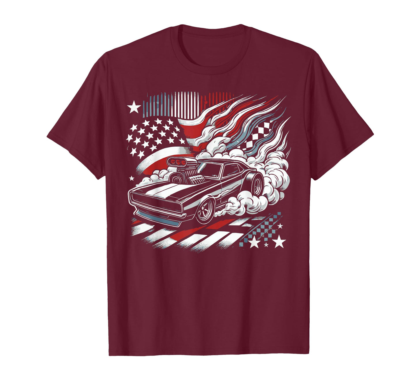 American Flag Drag Racing Strip Tree Light Dragster T-Shirt