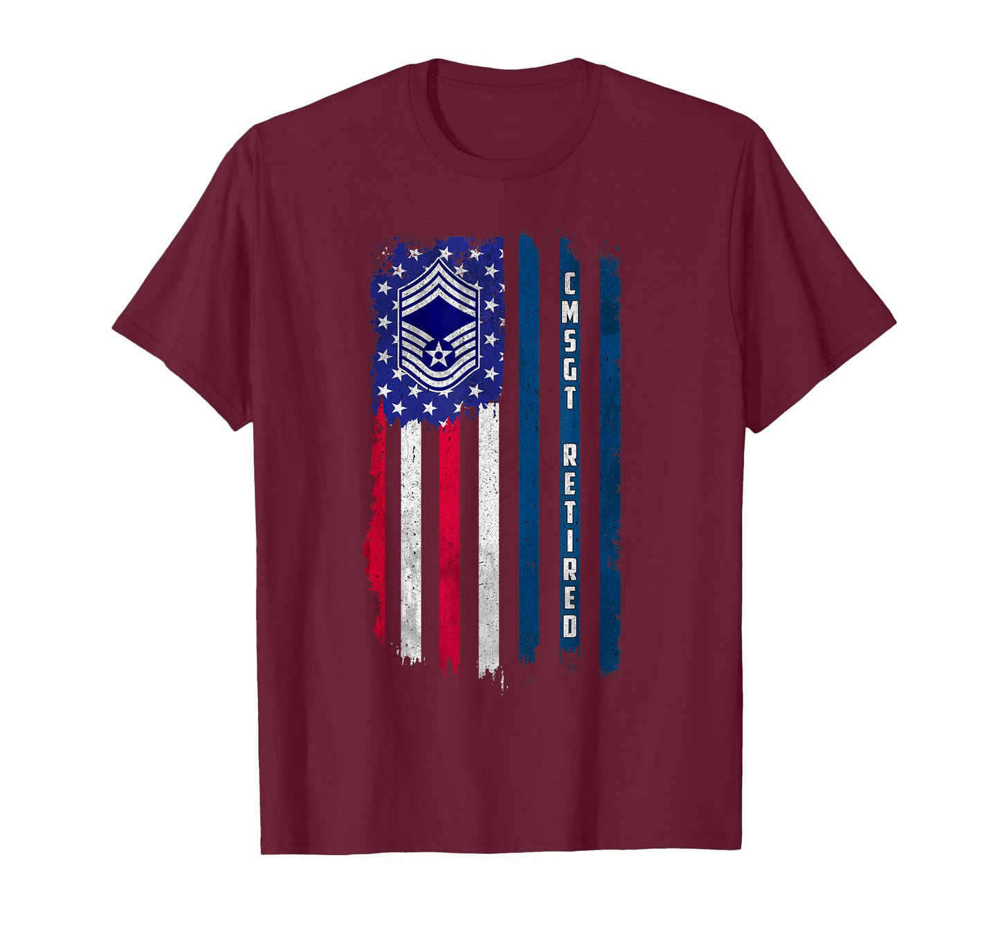 Retired E-9 Chief Master Sergeant CMSgt Rank American Flag T-Shirt