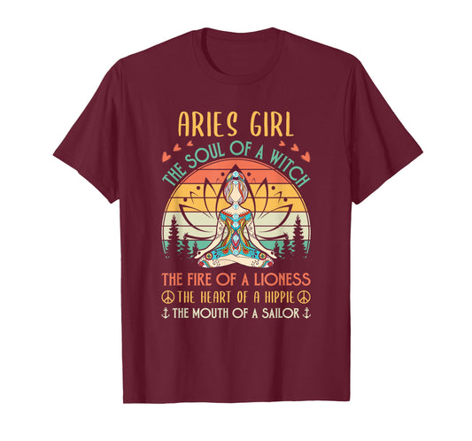 Aries Girl Witch Lioness Hippie Sailor Zen Zodiac T-Shirt