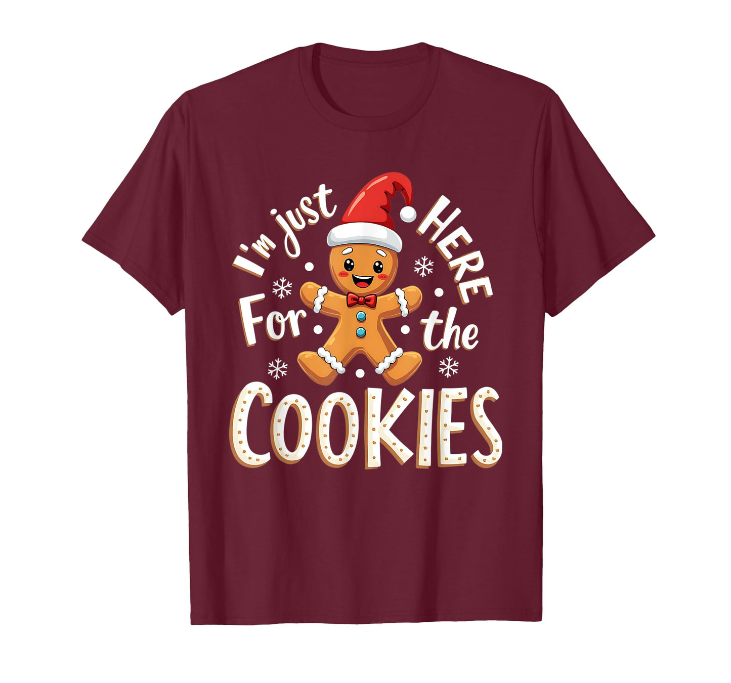Christmas Baking Team I'm Just Here For The Cookies Funny Christmas Cookies Outfit Unisex-Adults Black XS Regular Small Short Sleeve T-Shirt