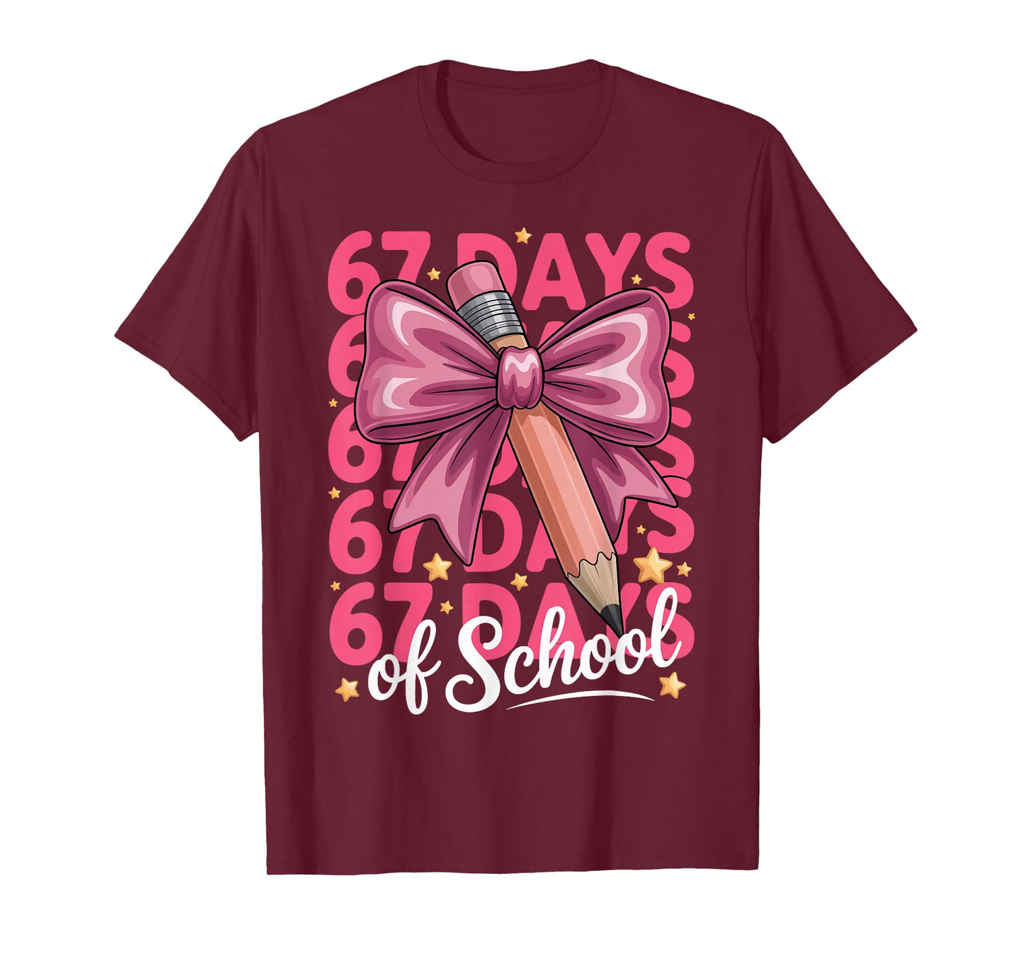6 7 Days of School Girls Coquette Bow Cute Funny Six Seven T-Shirt