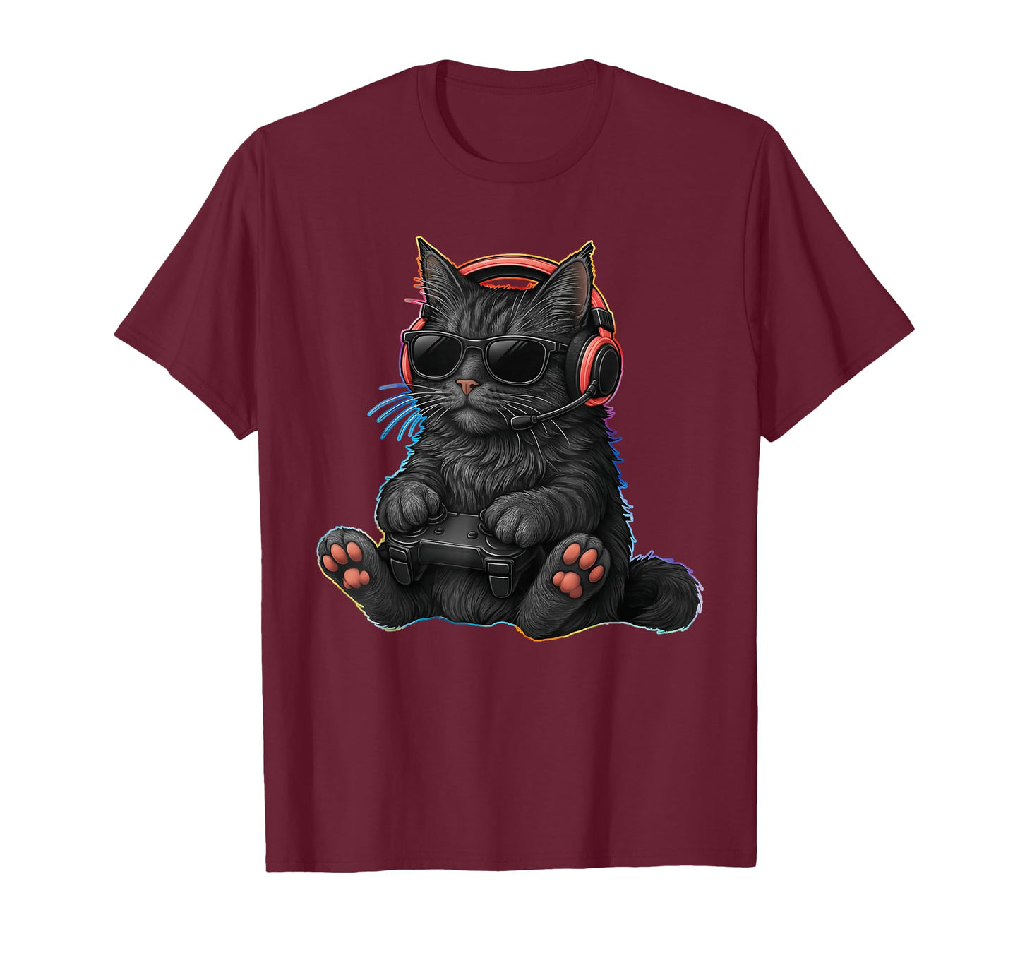 Gamer Cat Video Games Boys Teen Men Girls Funny Gaming T-Shirt