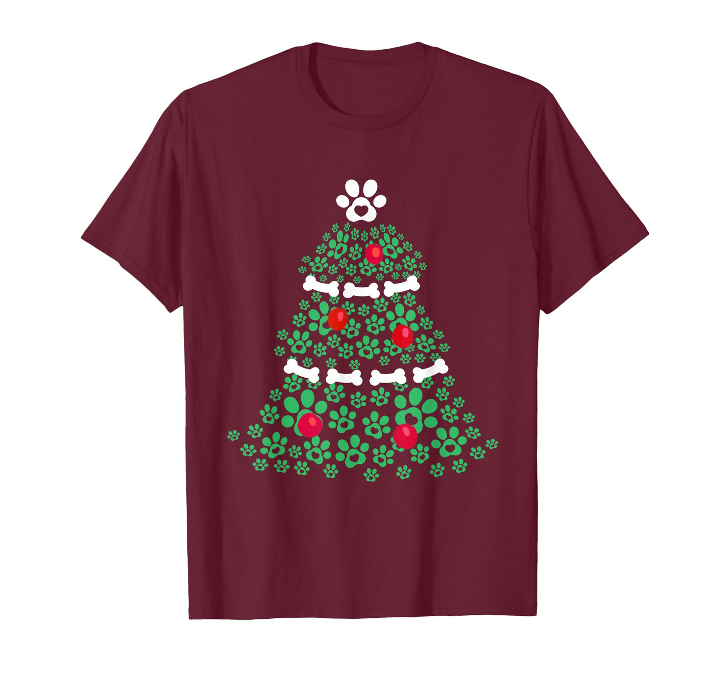 Cute Xmas Dog Paw Christmas Tree Puppy Lovers Men Women Kids T-Shirt