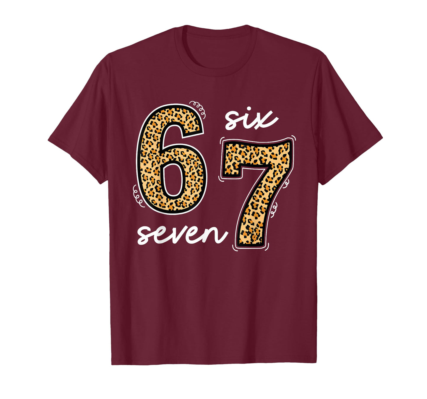 Trending Meme Saying 6 7 Men Women Kids Leopard Teacher T-Shirt